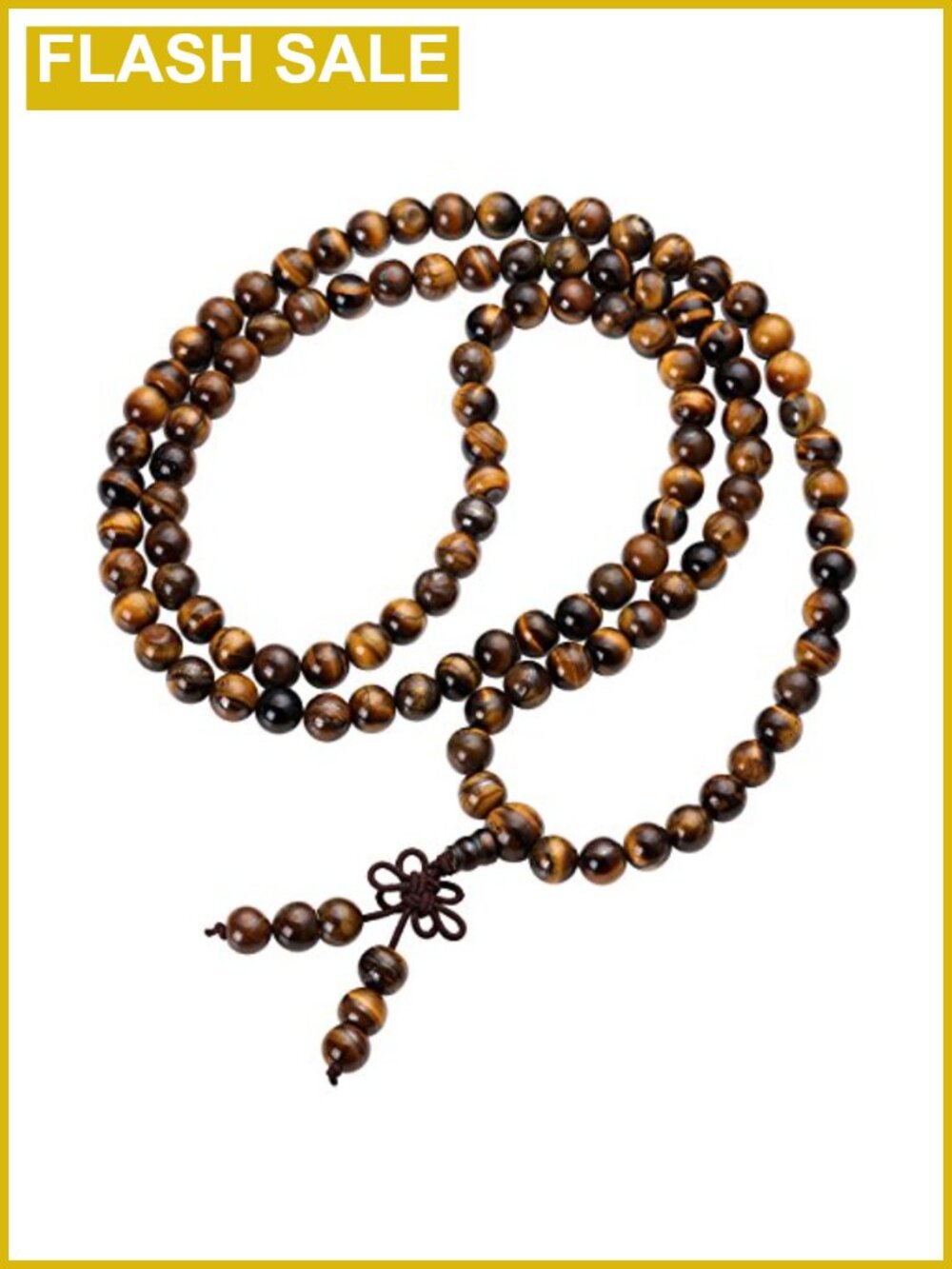 108 Bead Tiger Eye Mala Bracelet Necklace 8mm Natural Gemstone Stretch Prayer
